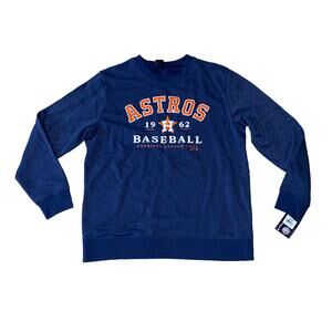 Majestic Houston Astros MLB Baseball Pullover Sweatshirt Shirt XL Navy orange
